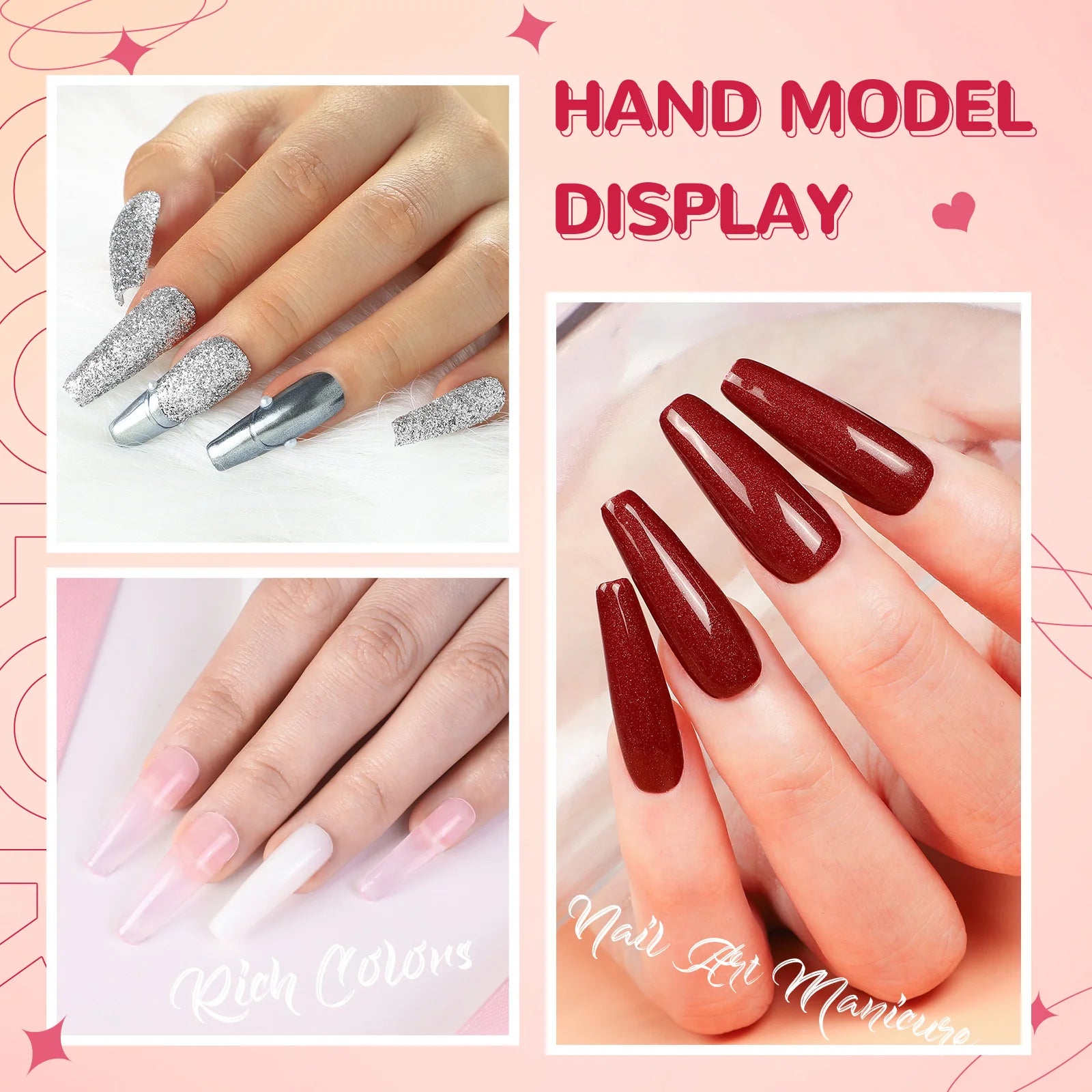 Acrylic Nail Kit with 36W UV LED Nail Lamp Base Top Coat Suitable for Nail Extension and Decoration Nail Tools