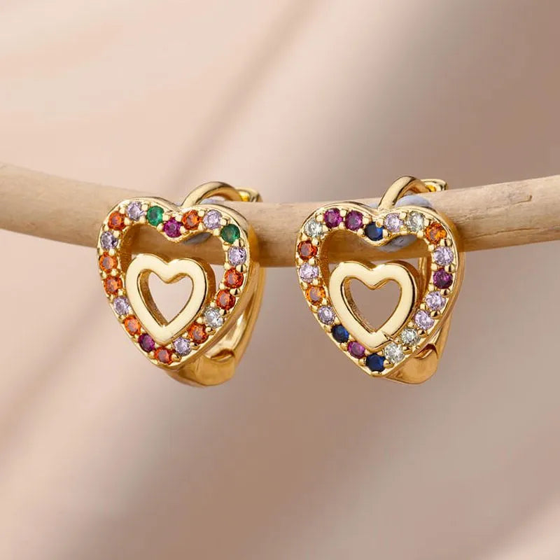 Zircon Heart Pendientes Earrings