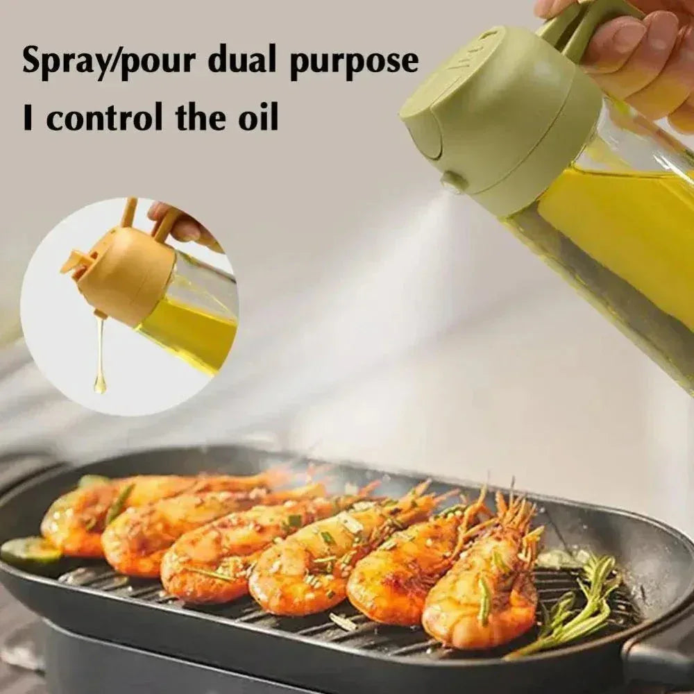 Dual Function Oil Spray and Pour Bottle Green