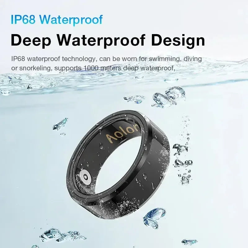 Aolon Gen3 Smart Ring Men Women Military Grade Titanium Steel Shell Waterproof Multi-sport Modes black / United States / 8