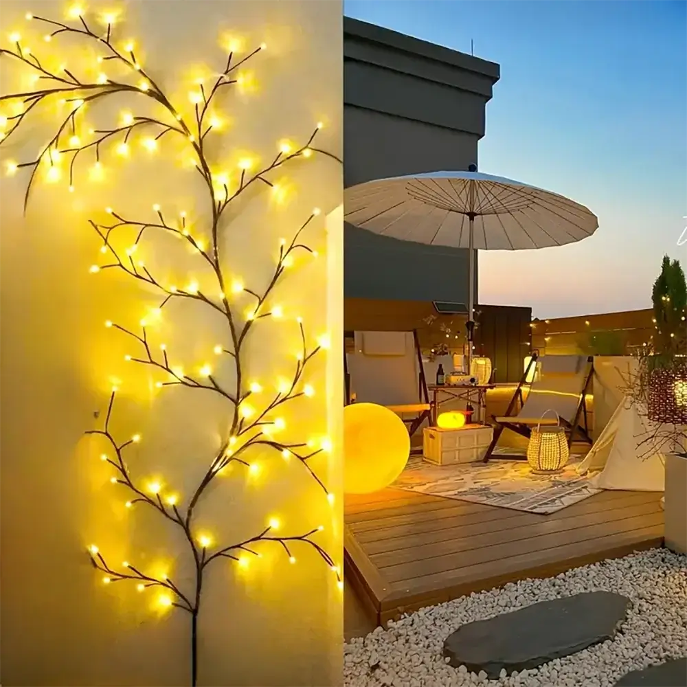 Solar LED Tree Branch String Lights – 96LED Outdoor Waterproof Garland Warm White / United States / 72LED