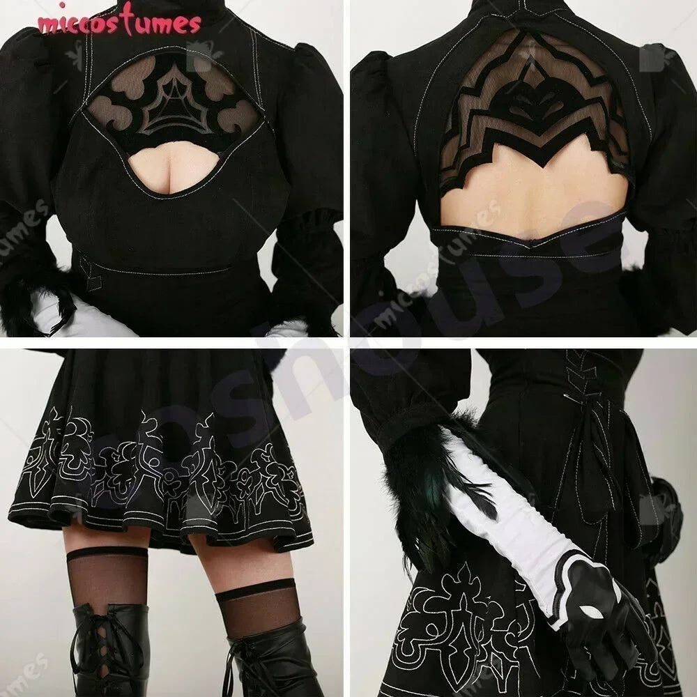 Women’s 2B Cosplay Costume Set – Leotard, Skirt & Accessories black / wig only / United States