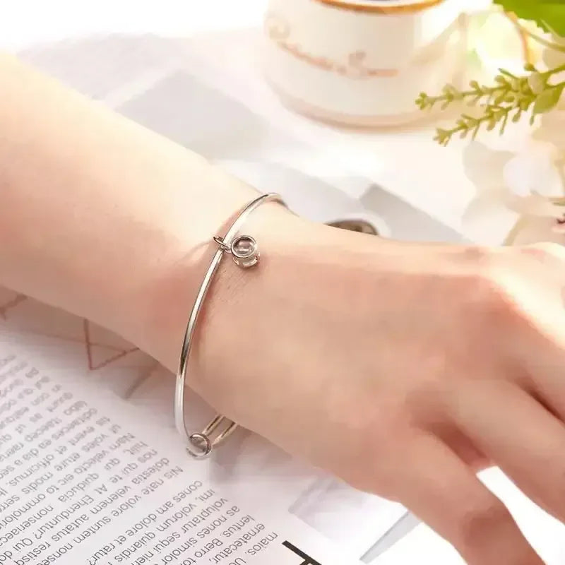 Customized Photo Projection Bracelets For Women Personalized Couple Bangles Rose Gold / United States