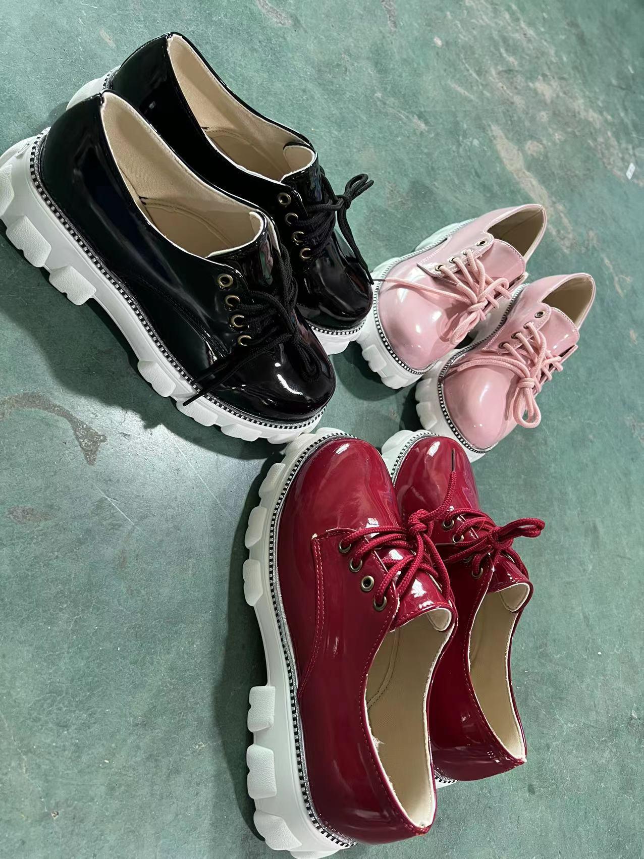 Thick Heel Flat Platform Oxford Women Shoes Pink/Red/Black Pink / 6.5