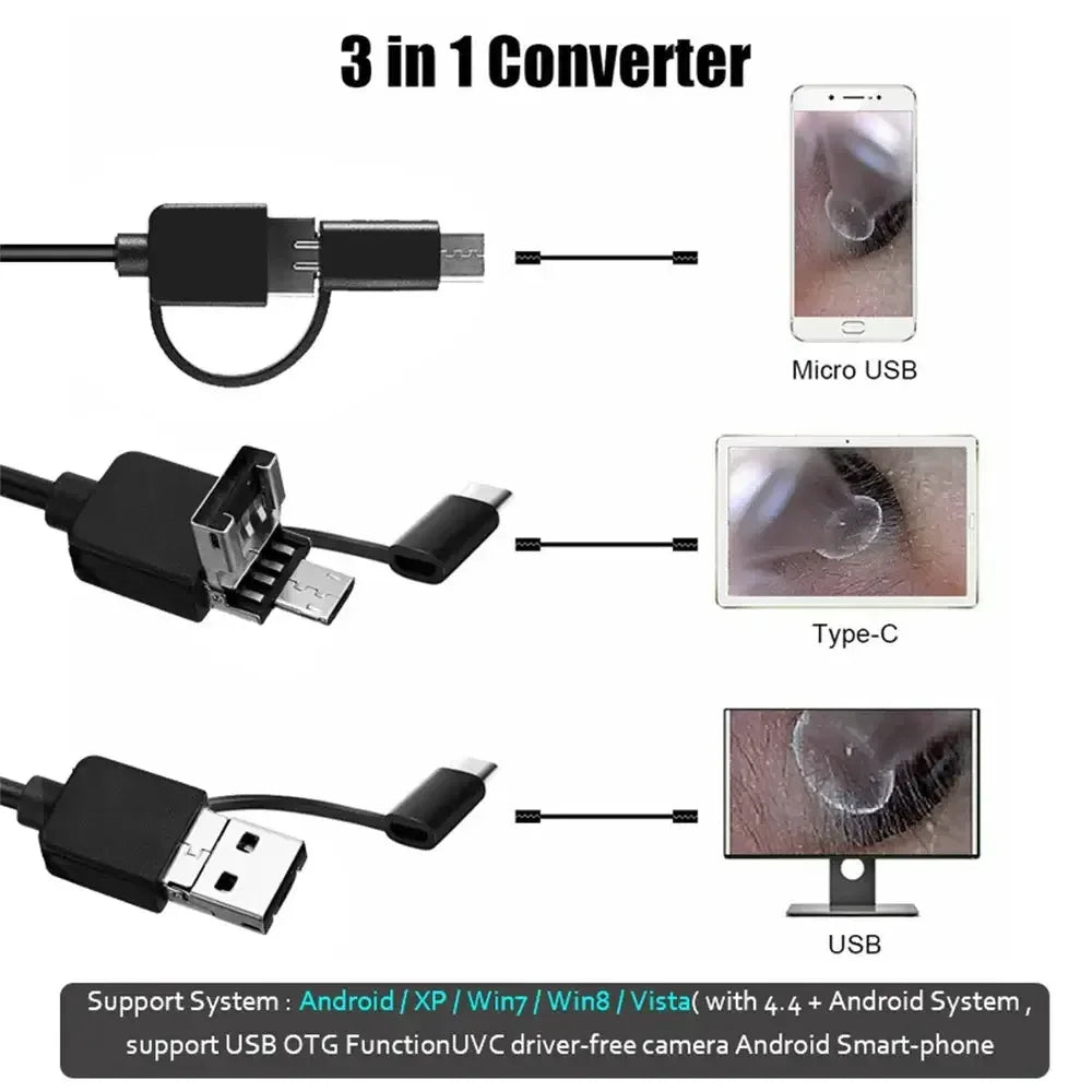3-in-1 LED Ear Cleaning Endoscope 1 / 2m