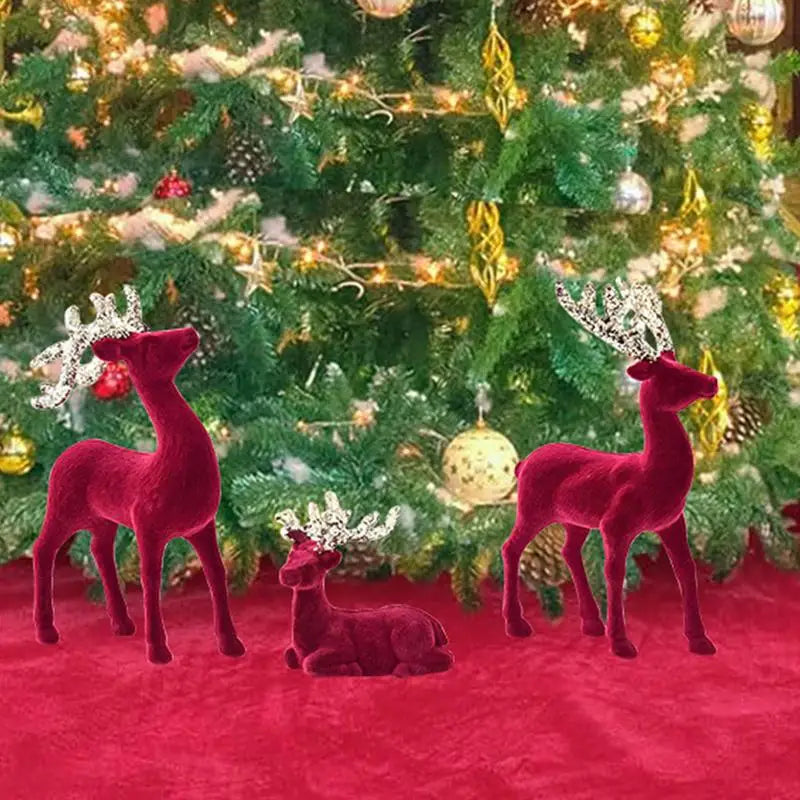 3PCS Reindeer Christmas Figurines – Festive Elk Decorations