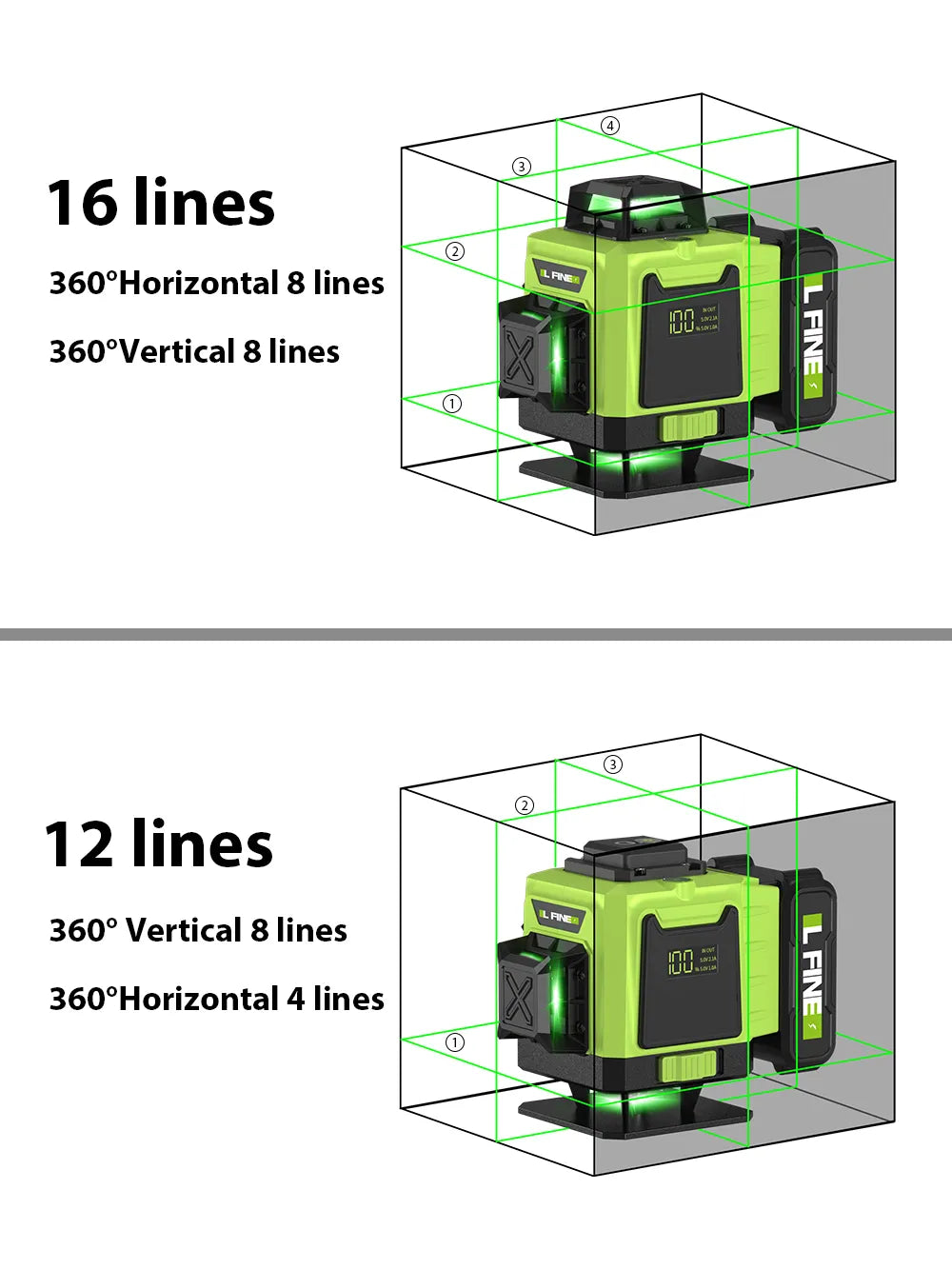 Laser Lines Horizontal And Vertical With Remote Control