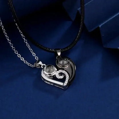 Heart Necklace Photo Personalized Picture Pendant Couple Men / s925 material / United States|45cm