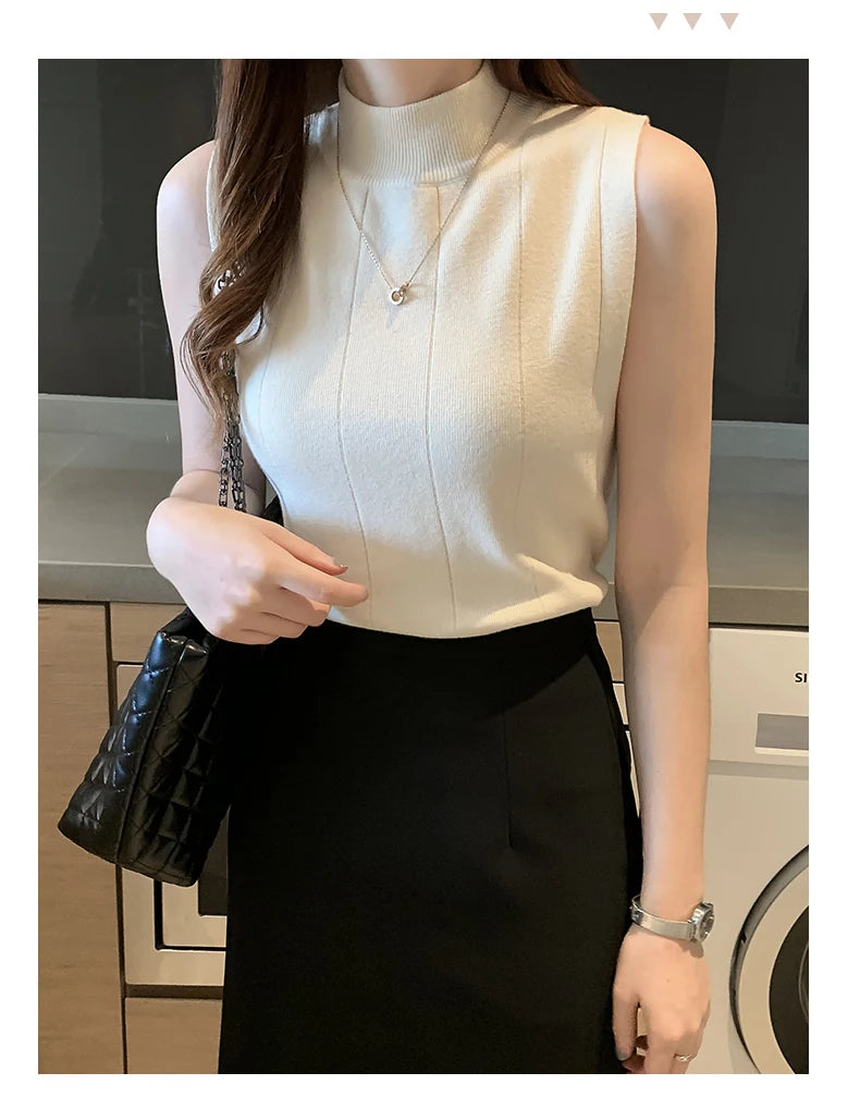 Sleeveless Knitted Blouse Shirt