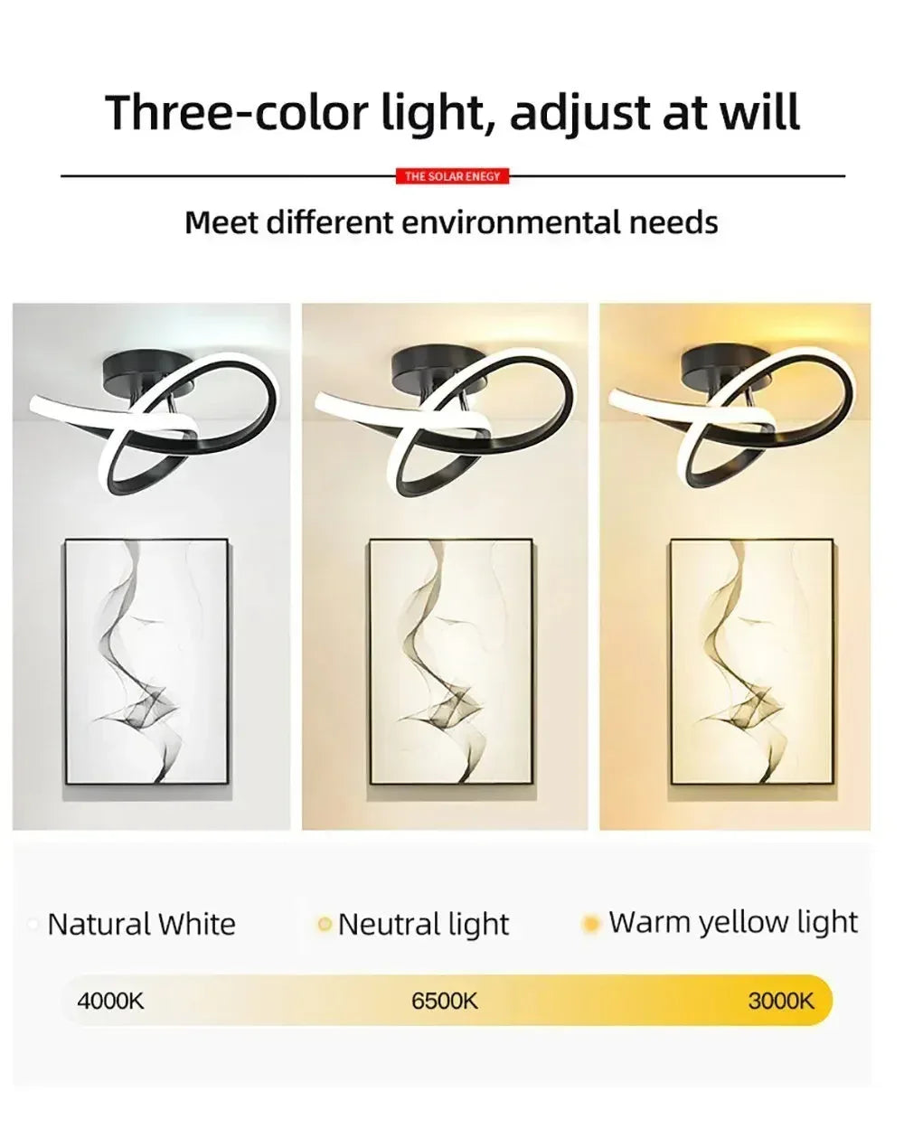Modern LED Aisle Ceiling Lights B-Black / Cool white