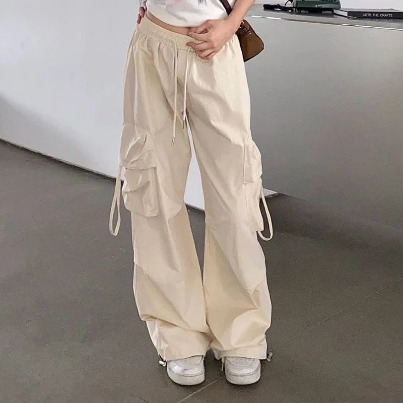 Cargo Pants Women Harajuku Hip Hop Big Pockets Wide Leg Trousers