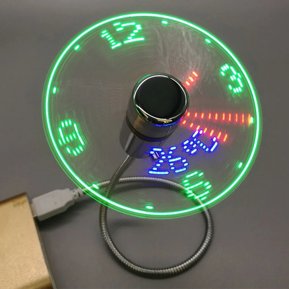 Mini LED Clock Fan with Temperature Display