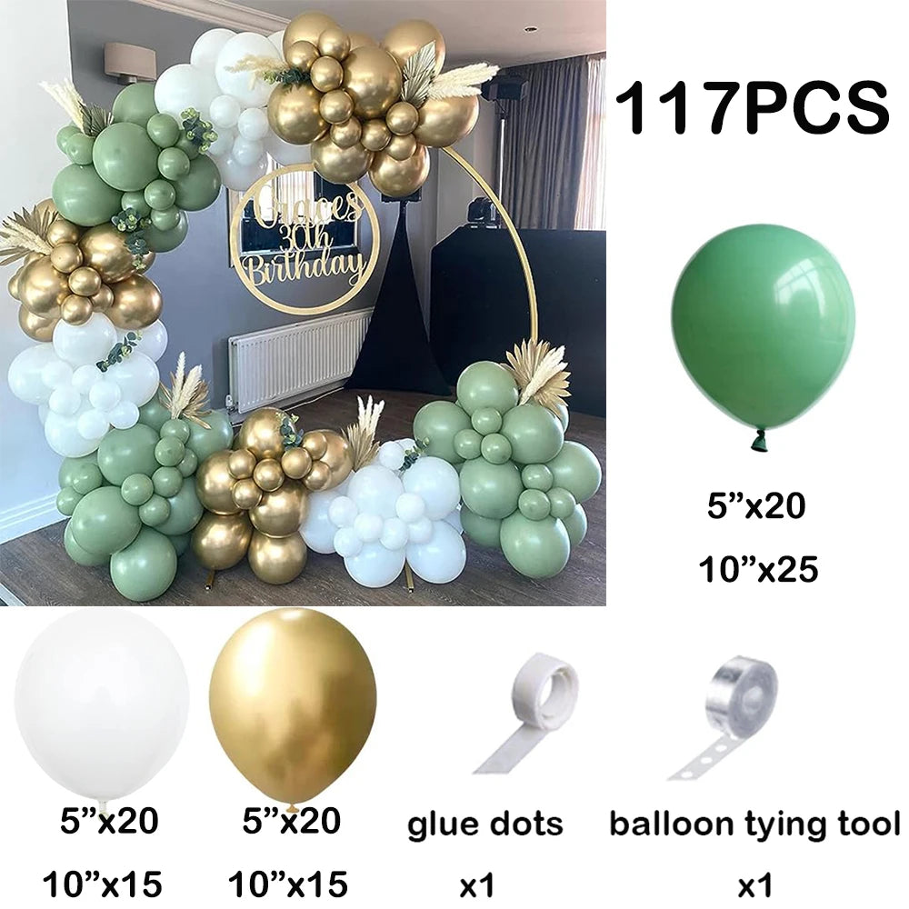 Wedding Balloon Garland Arch Kit White Gold Confetti Latex Balloons