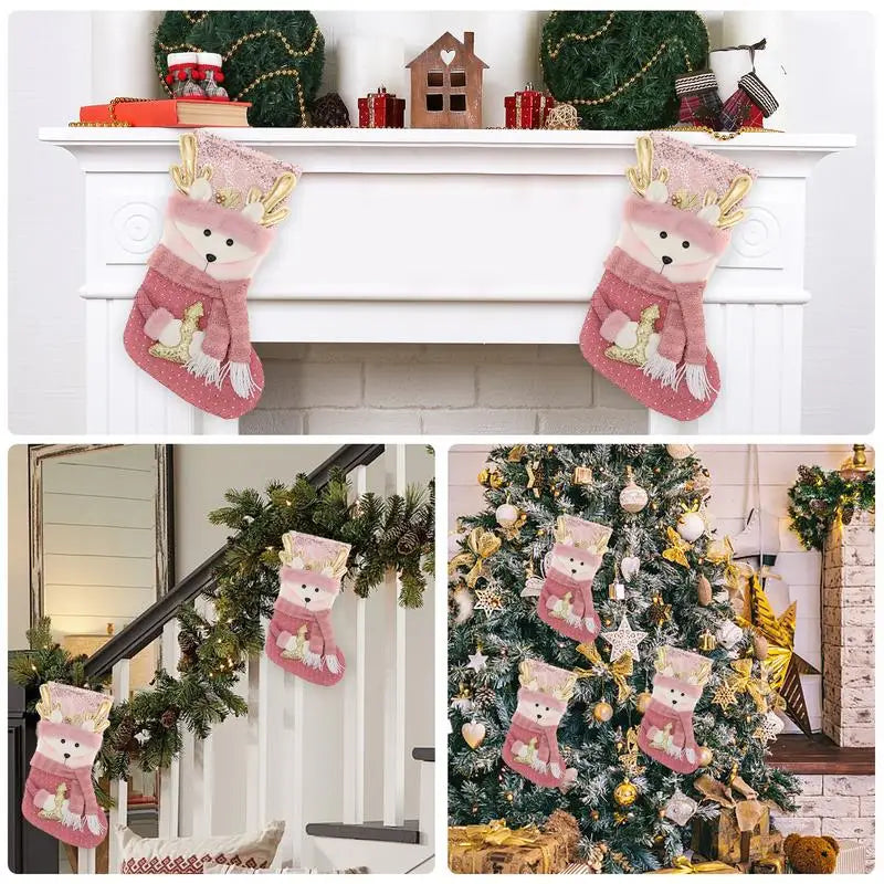 Pink Sequin Christmas Stockings