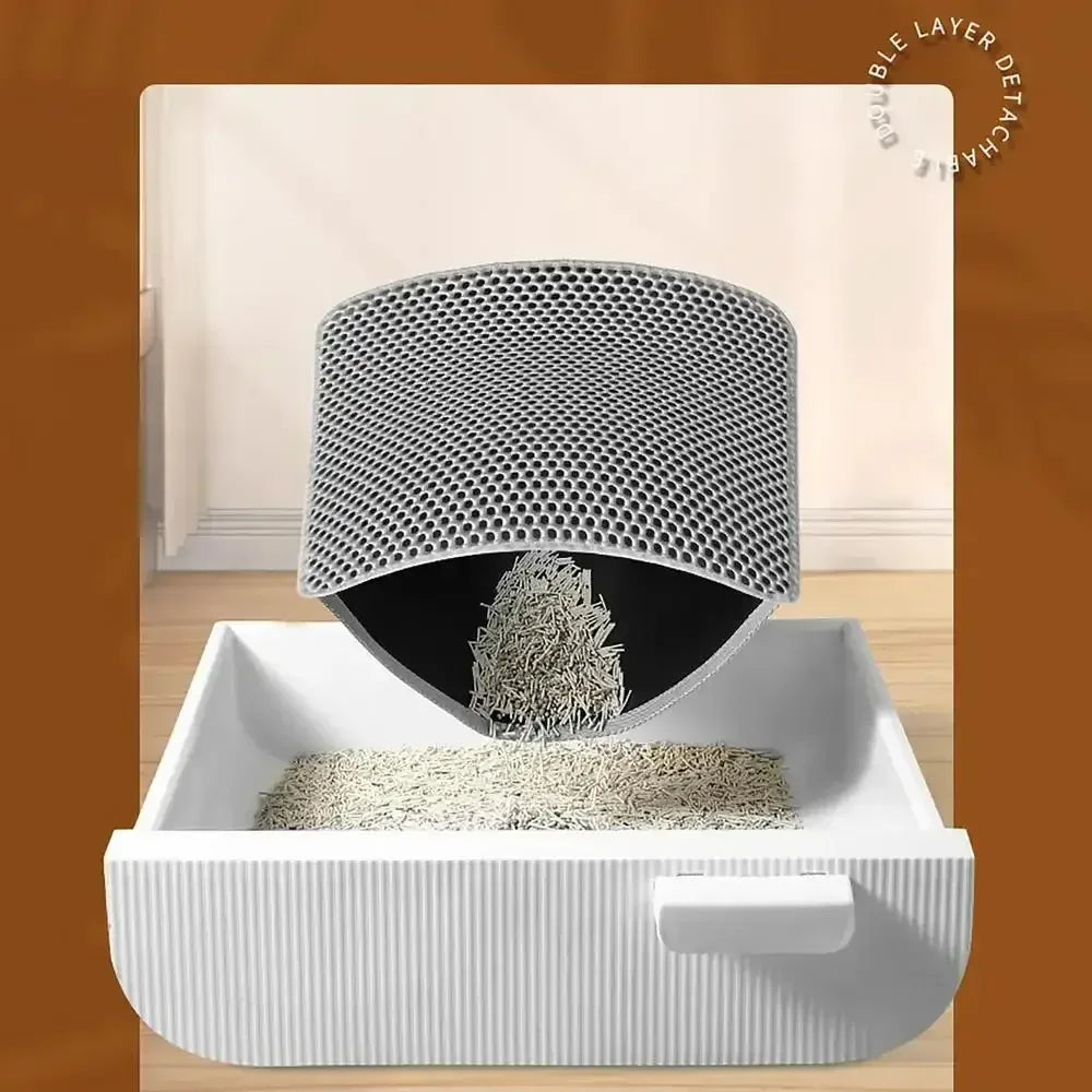 Cat Litter Mat Cat Litter Trapping Mat With Honeycomb Double Layer Washable Black / United States