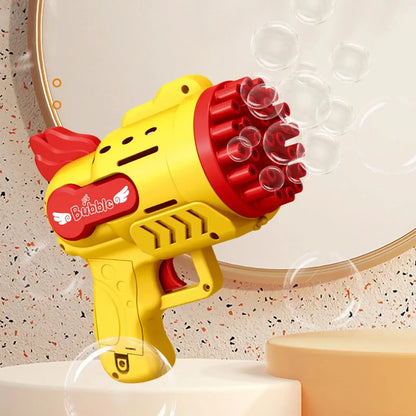 Bubble Gun Kids Toys Automatic Soap Rocket Bubbles Machine Outdoor Wedding Party Toy Birthday Gifts 29 holes Yellow