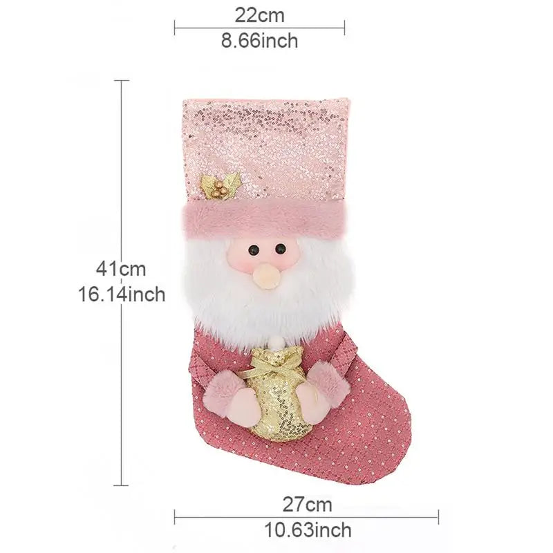 Pink Sequin Christmas Stockings