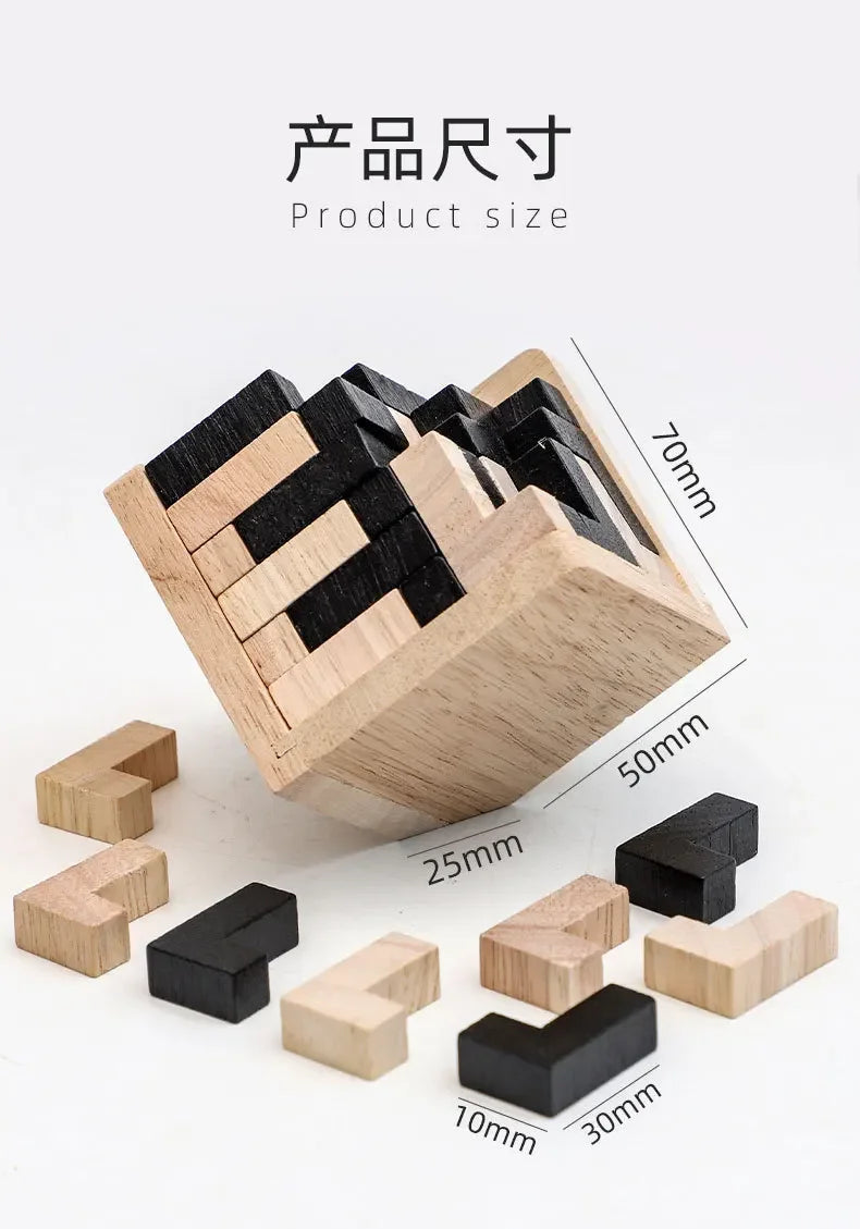 Cube Puzzle Luban Interlocking Creative Educational Wooden Toy