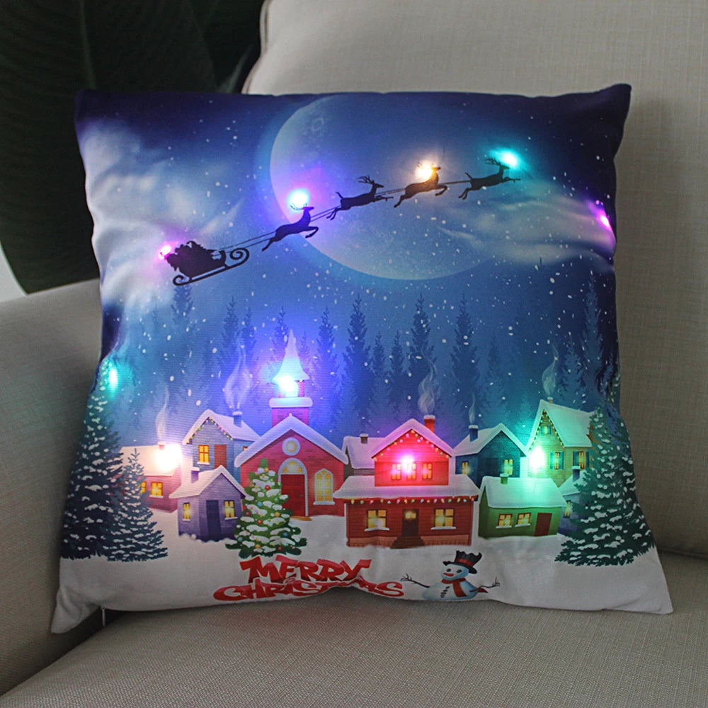 LED Glowing Christmas Pillow Covers