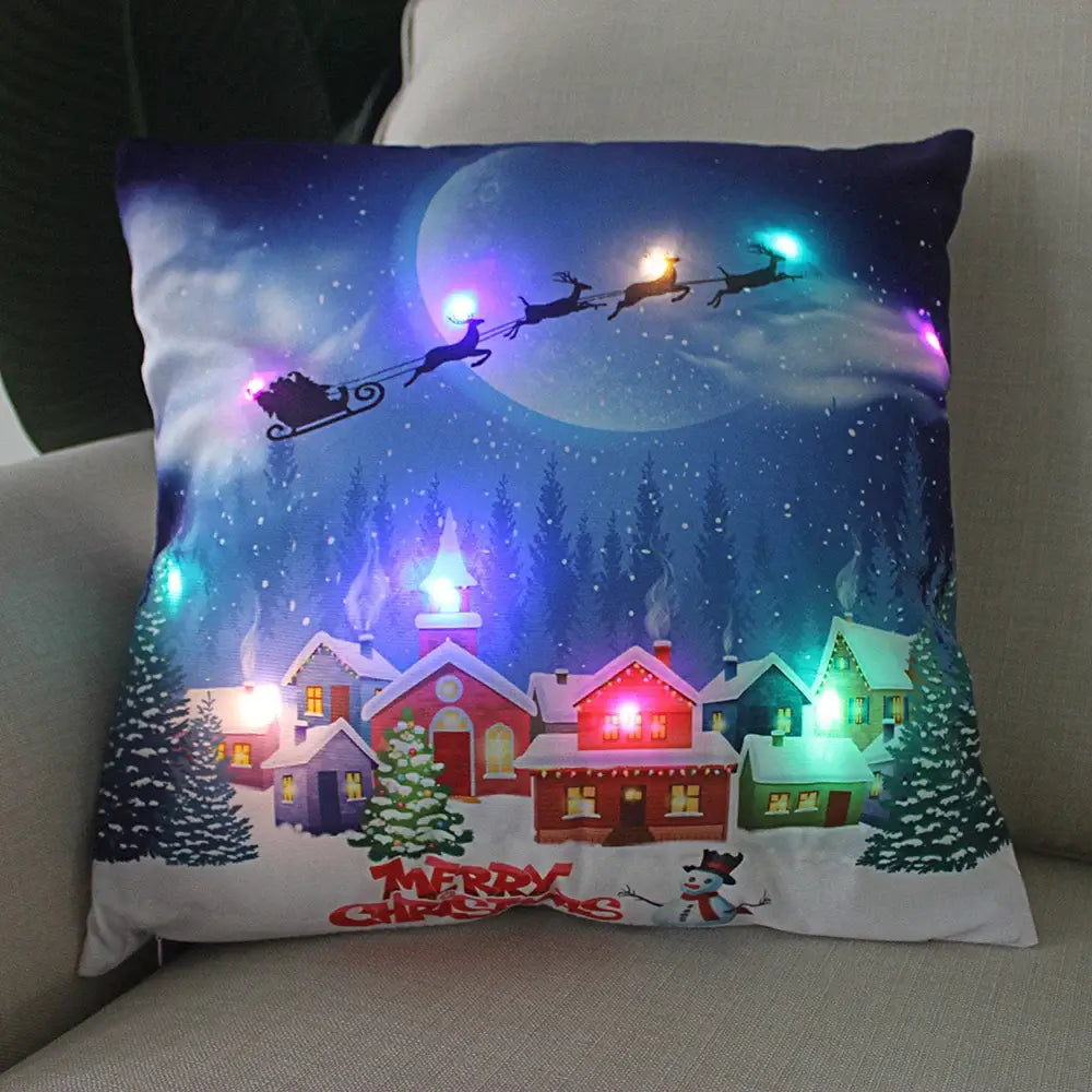 LED Glowing Christmas Pillow Covers SDJ-SET-Pillow-4 / United States