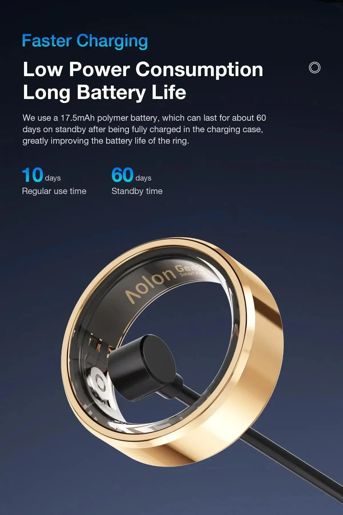 Aolon Gen3 Smart Ring Men Women Military Grade Titanium Steel Shell Waterproof Multi-sport Modes black / United States / 8