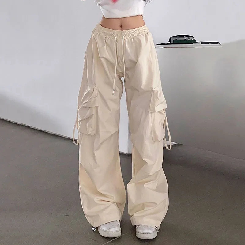 Cargo Pants Women Harajuku Hip Hop Big Pockets Wide Leg Trousers