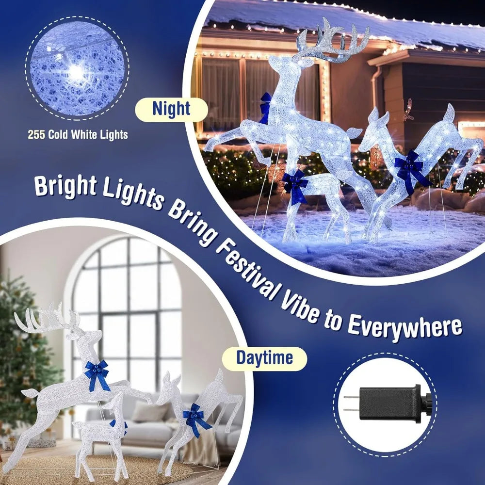 Lighted Christmas Reindeer Family Set with 255 LED Lights