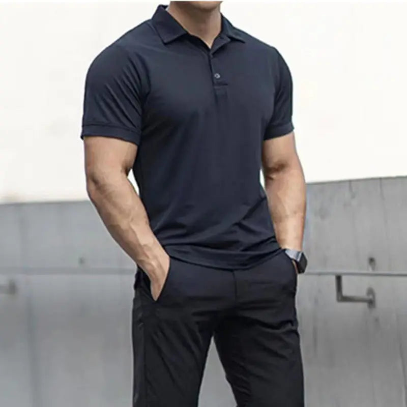 Summer New Sports Fitness Men Polo Shirt