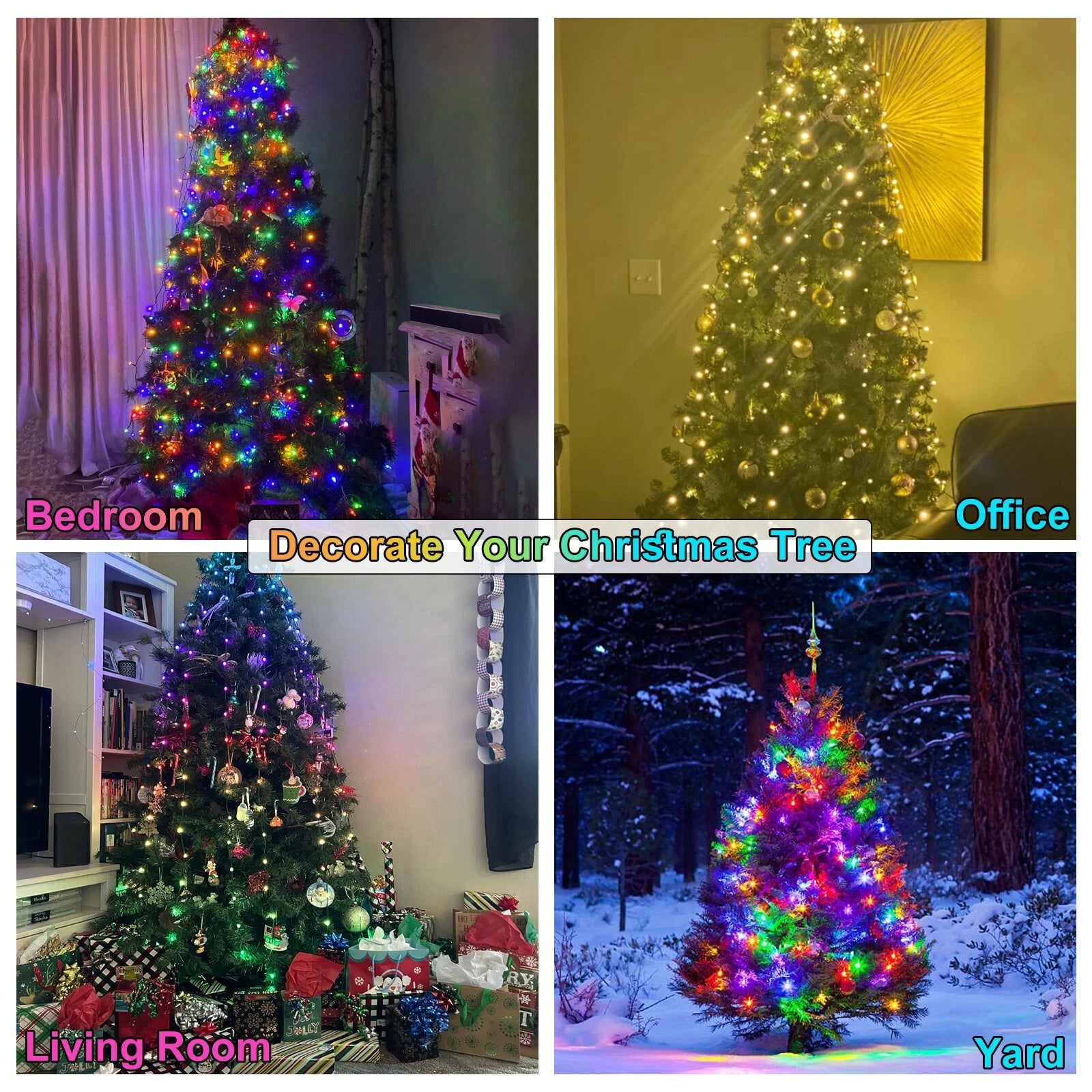 Smart LED Christmas Tree Lights – App Controlled Multicolor 1.8M 256Light / US plug / United States