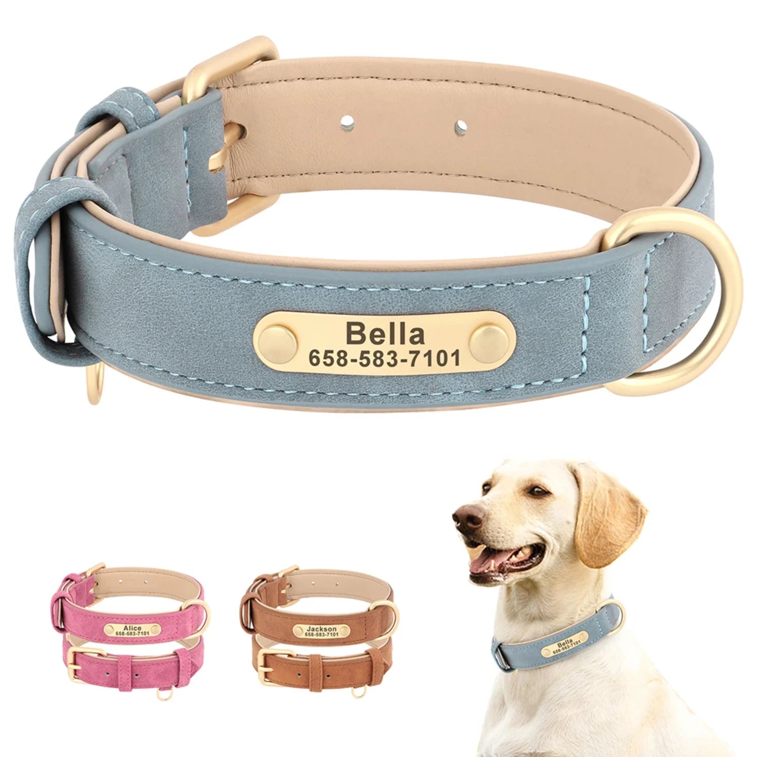 Personalized PU Leather Dog Collar