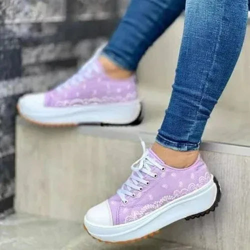 2022 Pattern Canvas Women Sneakers Casual Sport Shoes Purple / 9.5