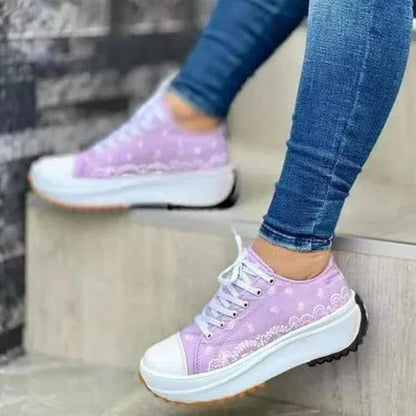2022 Pattern Canvas Women Sneakers Casual Sport Shoes Purple / 9.5