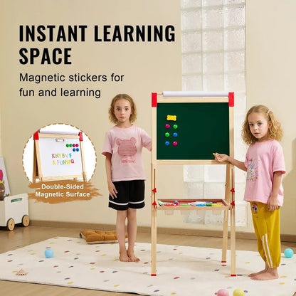 SucceBuy Wooden Kids Art Easel – Double-Sided Magnetic Drawing Board