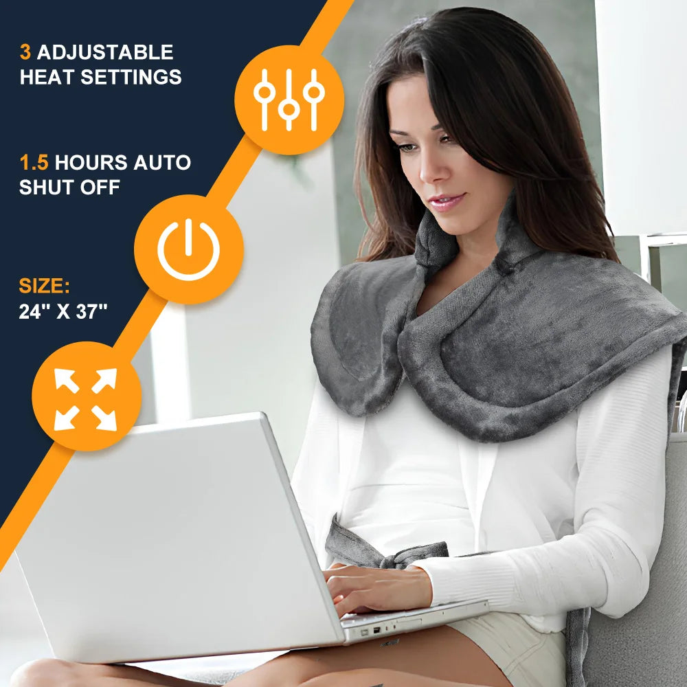 Heating Shawl Blanket Pad Shoulder Full Back Heated Washable Ajustable Temperature Pain Relieve Mat Home Office