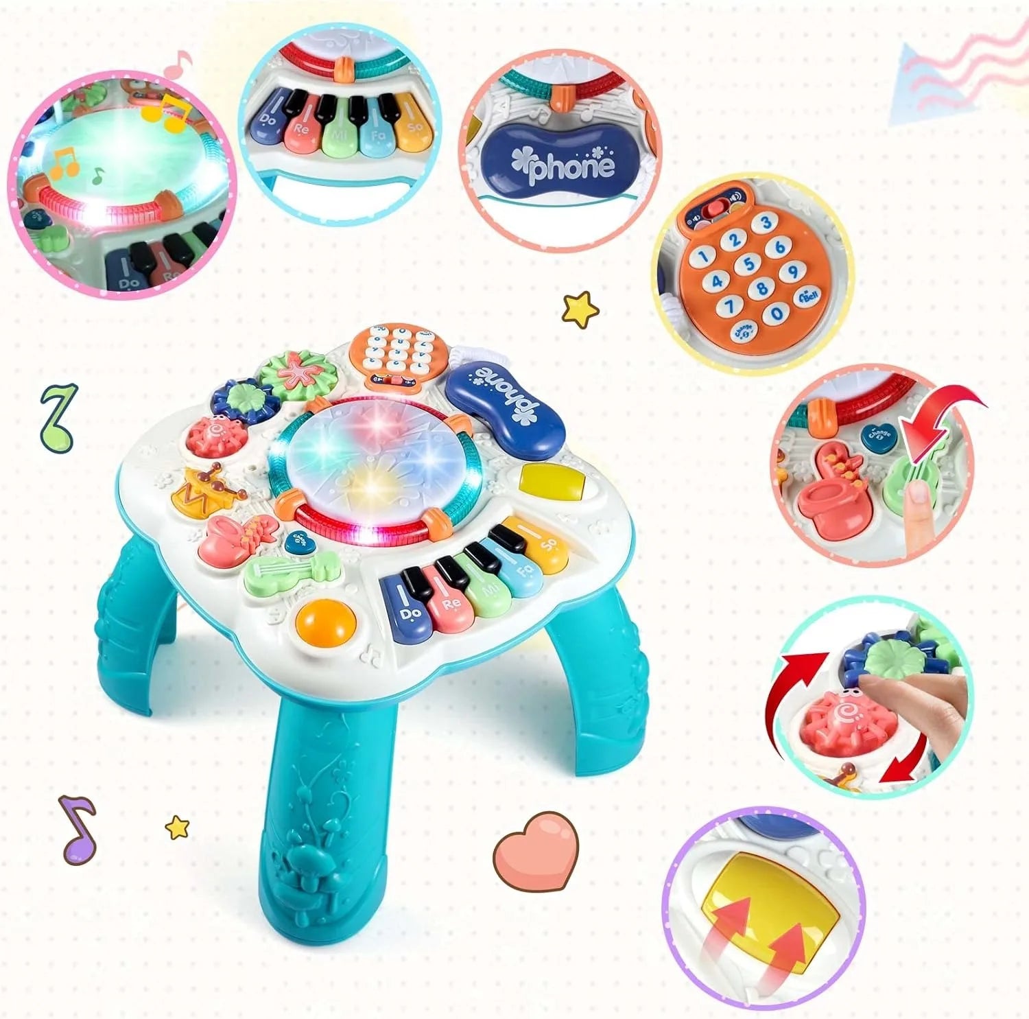 Baby Activity Learning Musical Table Toy – Educational Play Center for 6 Months to 3 Years