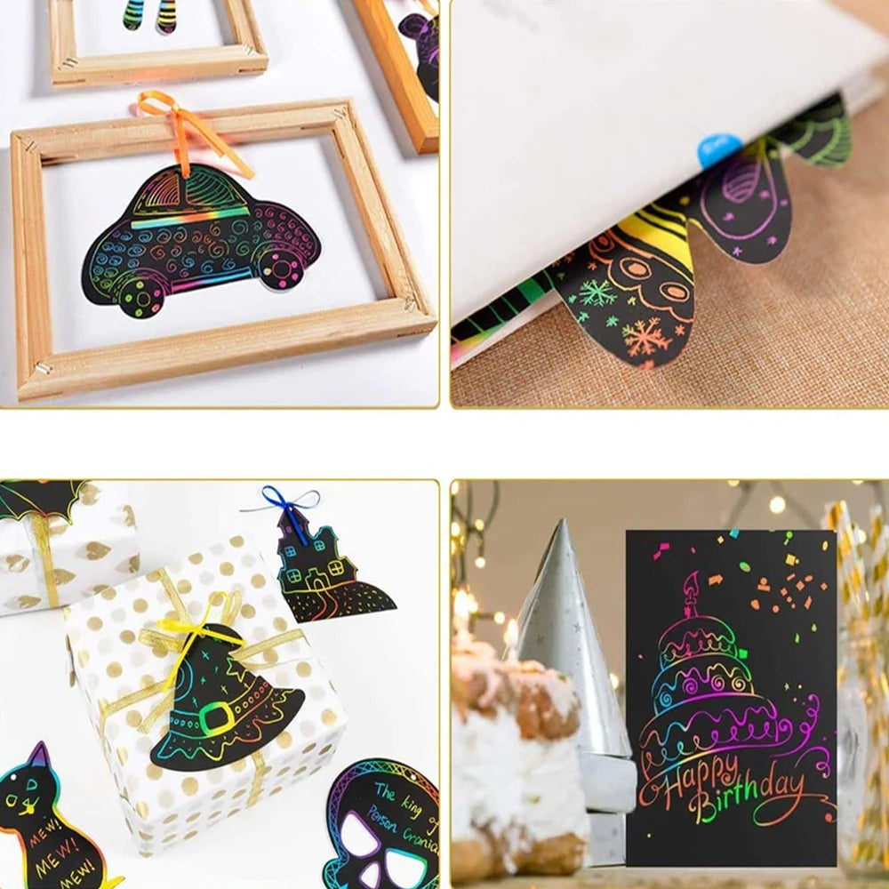 125-Piece Rainbow Scratch-Off Art Note Cards for Kids & Teens