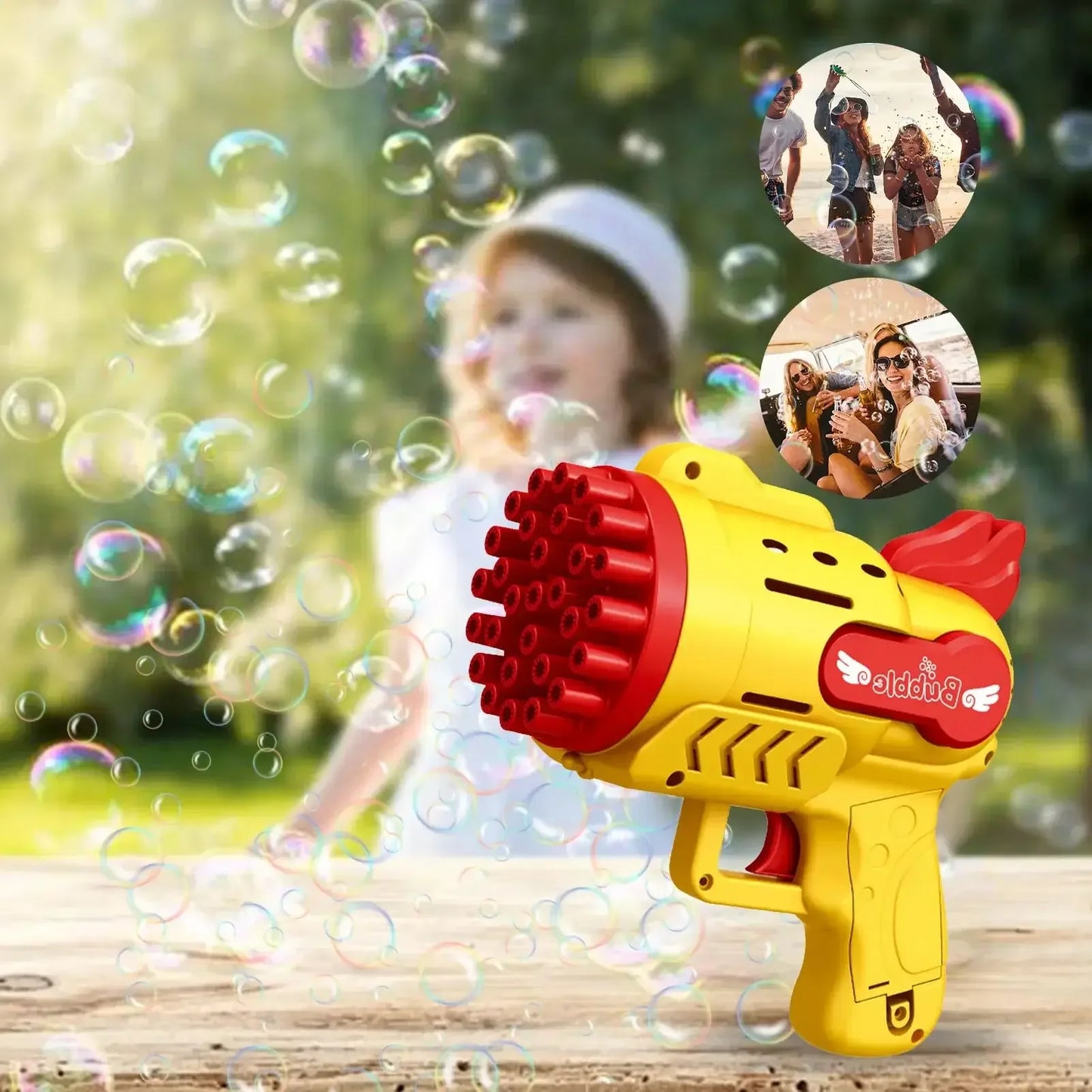 Bubble Gun Kids Toys Automatic Soap Rocket Bubbles Machine Outdoor Wedding Party Toy Birthday Gifts 29 holes Yellow