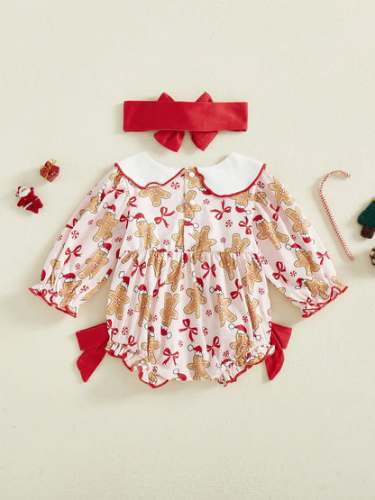 Baby Girl Christmas Gingerbread Outfit Red / 6-12 Months / United States
