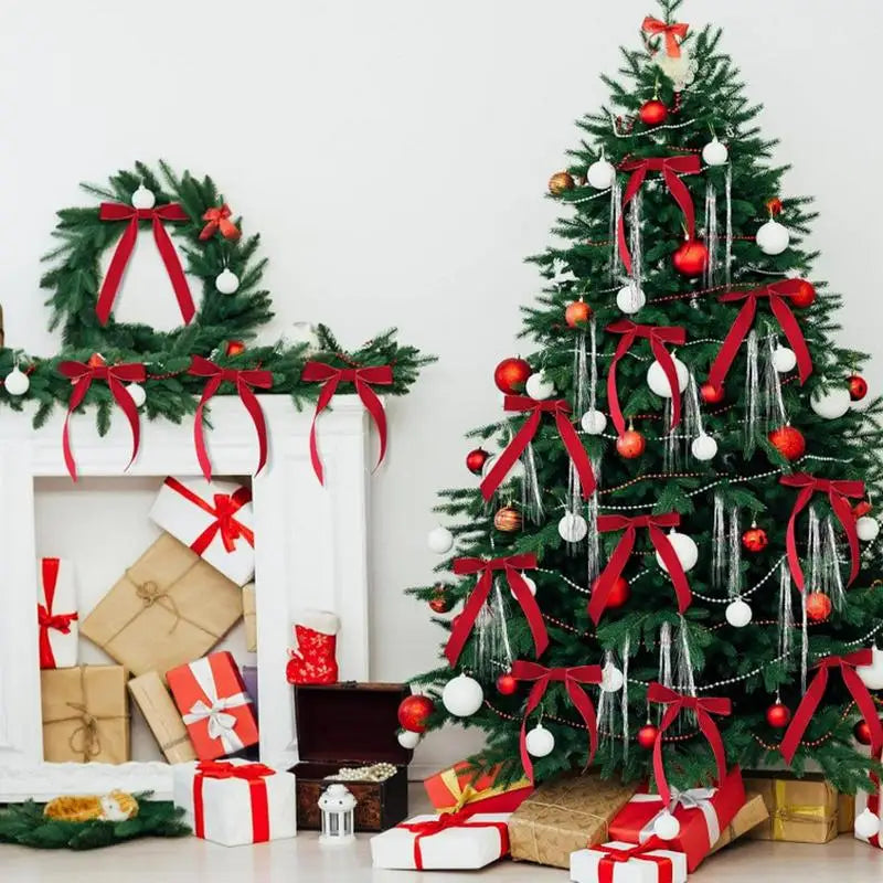 12pcs Velvet Christmas Bows for Wreath & Tree Decor