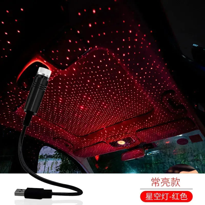 Romantic LED Car Roof Star Night Light Projector Red