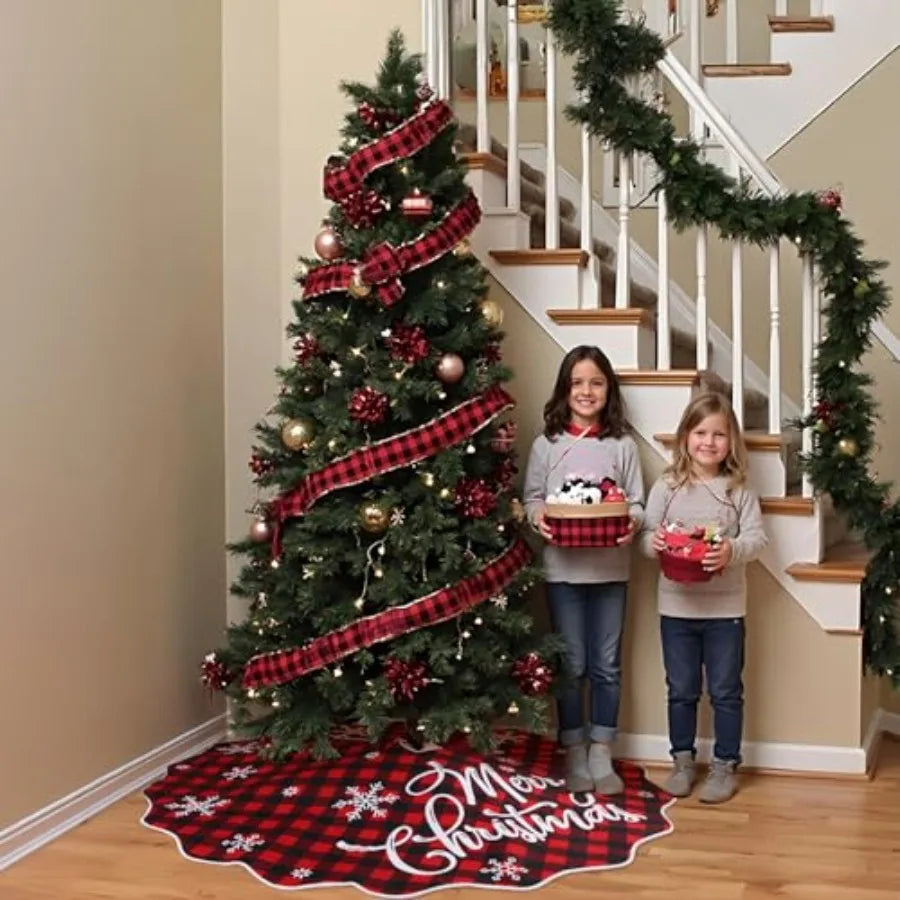 Buffalo Plaid Burlap Christmas Tree Skirt