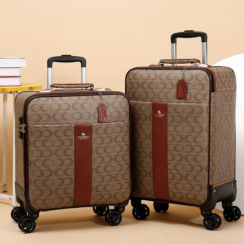 Men luxury trolley luggage travel bag carry-ons luggage