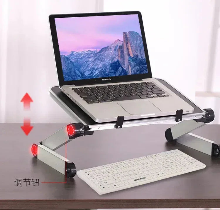 Adjustable Folding Laptop Desk White(with fan)-L