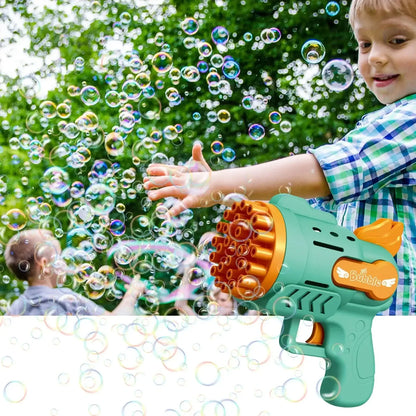 Bubble Gun Kids Toys Automatic Soap Rocket Bubbles Machine Outdoor Wedding Party Toy Birthday Gifts 29 holes Yellow