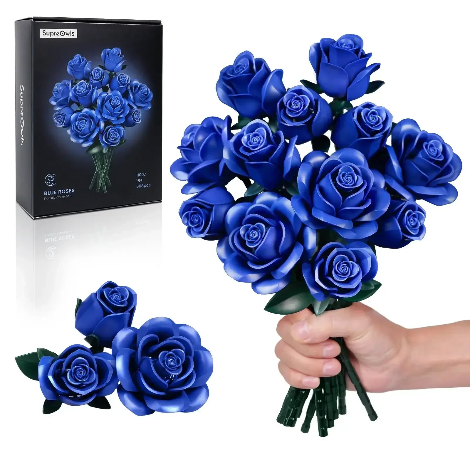 Blue Rose Bouquet Building Blocks Set 12PCS / United States