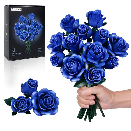 Blue Rose Bouquet Building Blocks Set 12PCS / United States