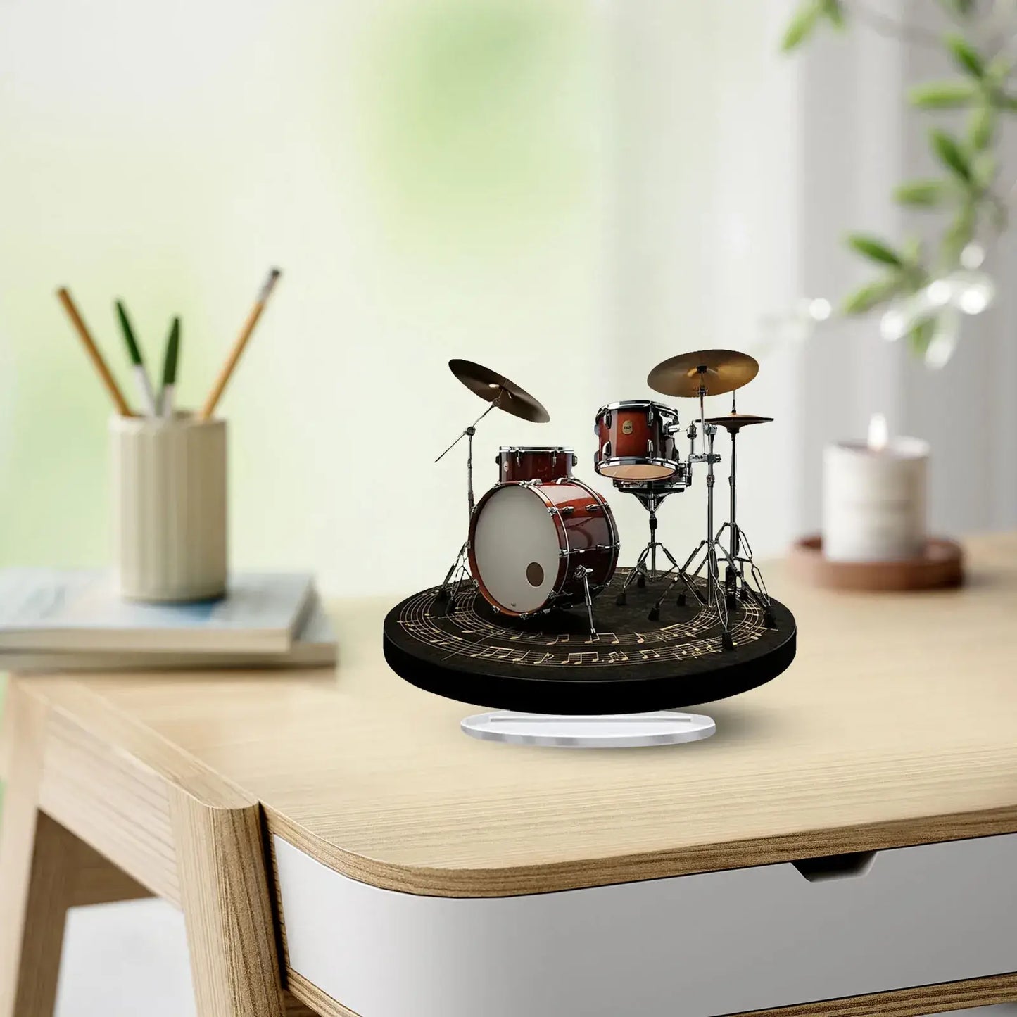 Creative Acrylic Desktop Ornament – 2D Drum Stand Hand Figure