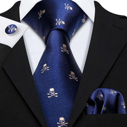 Red Skull Silk Tie Set with Handkerchief – Designer Men’s Necktie for Wedding, Business & Parties 5203 / United States