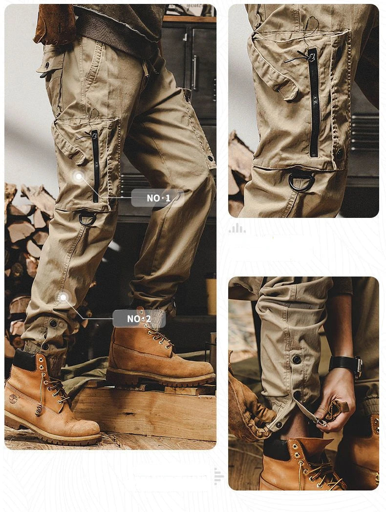 Mens Cargo Pants Multi Pocket Khaki Trousers