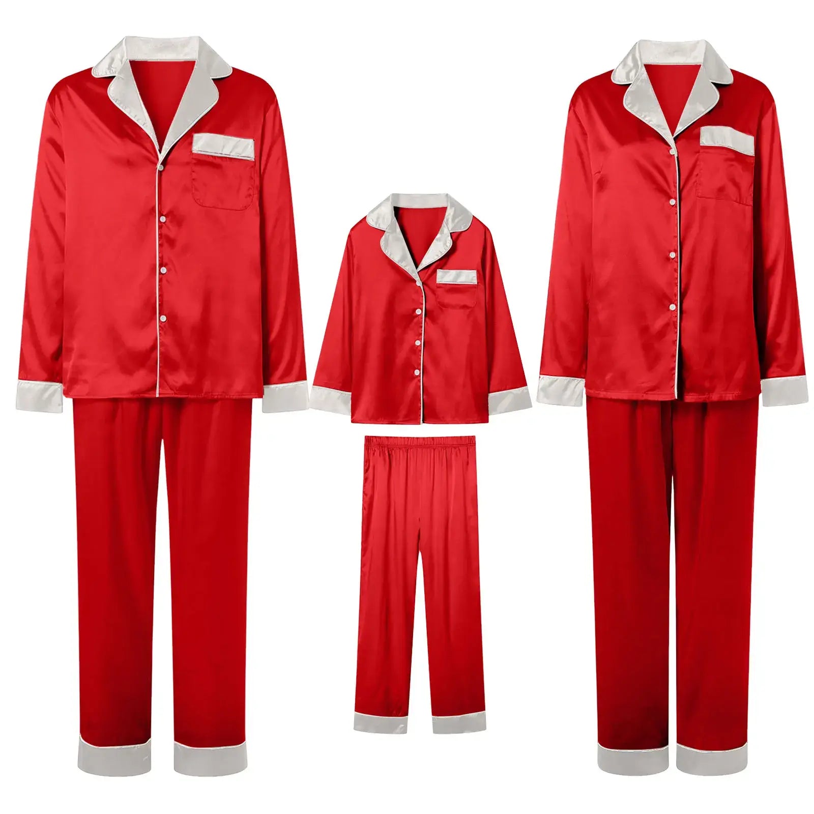 Silk Satin Christmas Family Pajamas Matching Sets Mother-Dark Green / S / United States